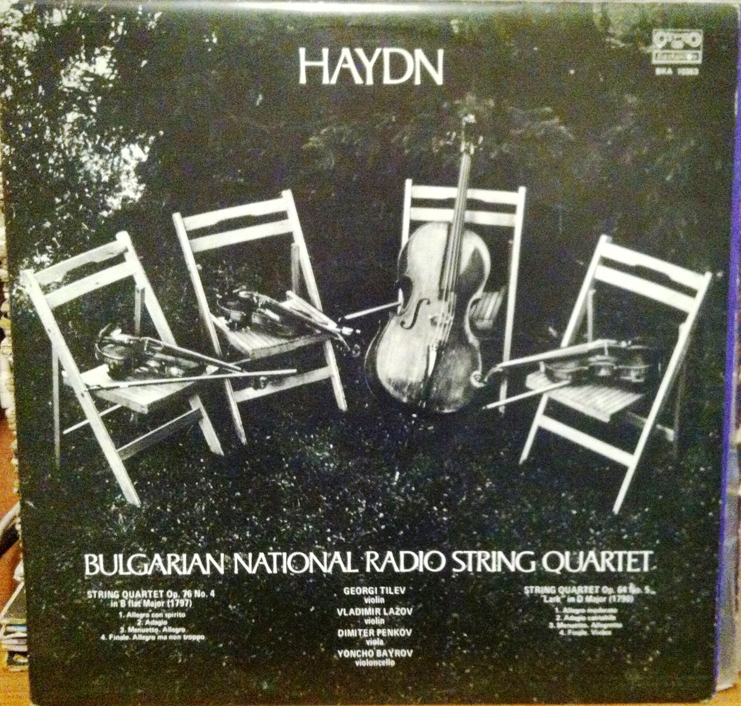 Bulgarian National Radio String Quartet (Georgi Tilev, violin, Vladimir Lazov, violin, Dimiter Penkov, viola, Yoncho Bayrov, violoncello)