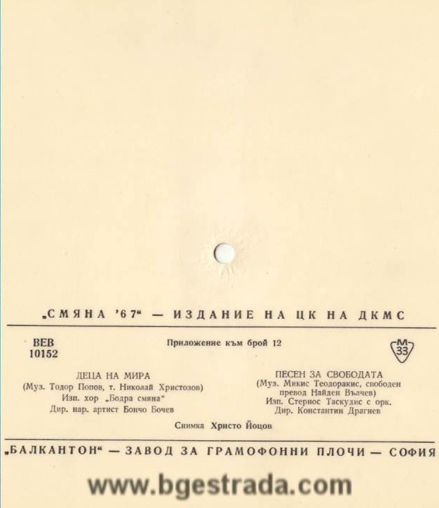 "Смяна-67" - издание на ЦК на ДКМС (приложение към брой 12)