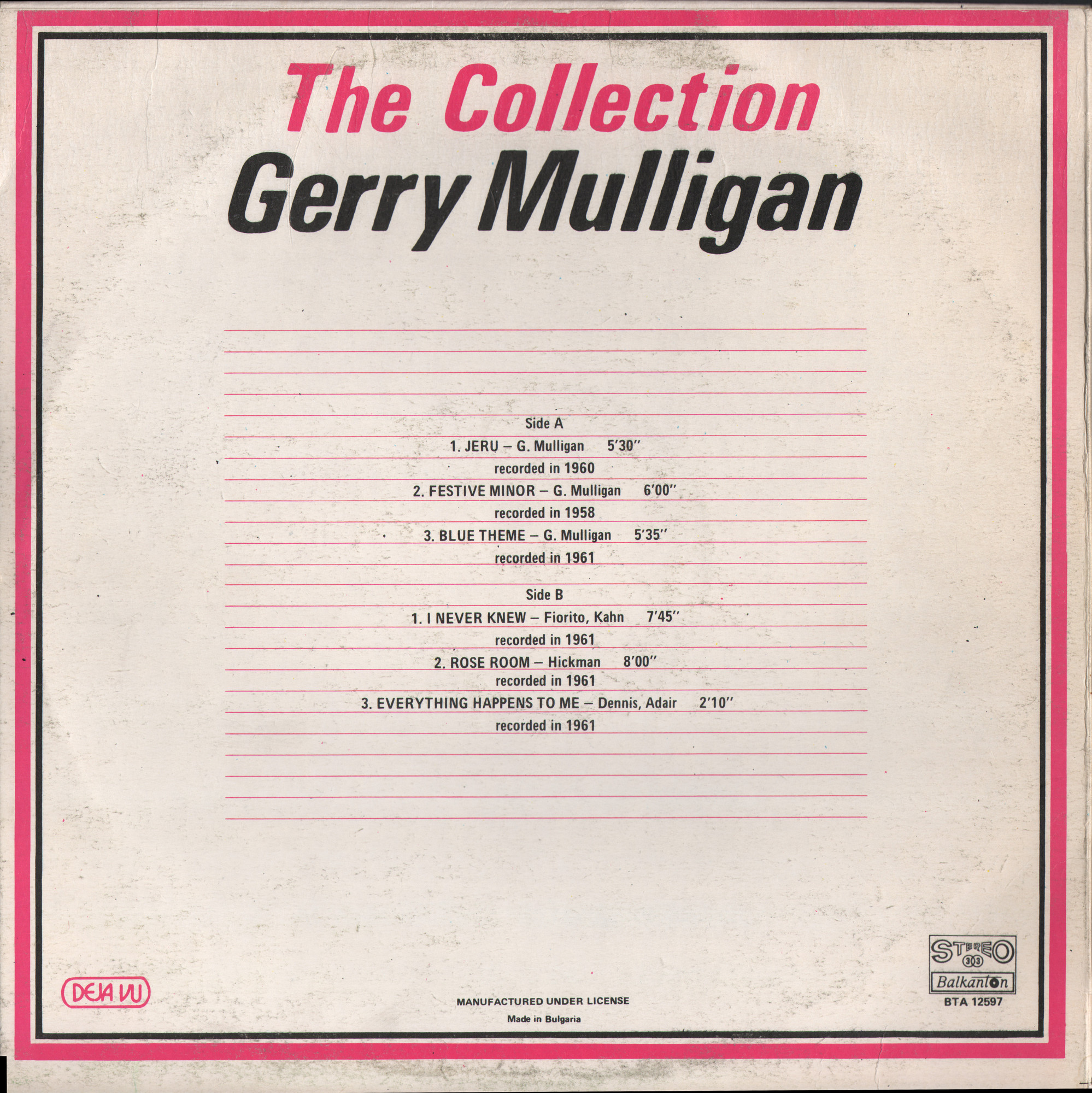 Джери Мълиган - саксофон. The Collection