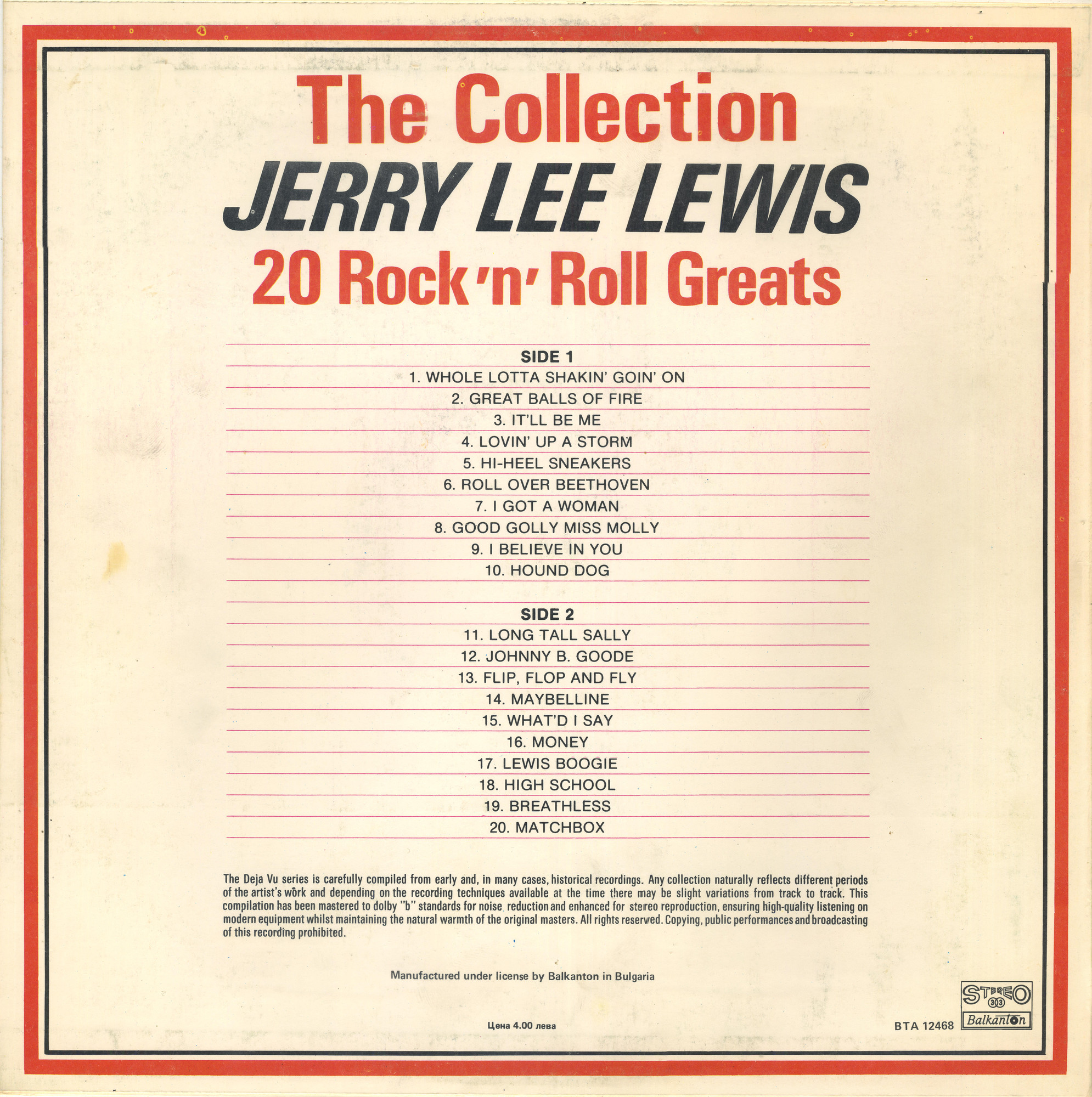 Jerry Lee LEWIS – The Collection: 20 Rock’n’Roll Greats
