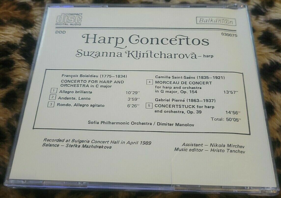 Harp Concertos. Suzanna Klintcharova - harp; Sofia Philharmonic Orchestra ; Conductor Dimiter Manolov