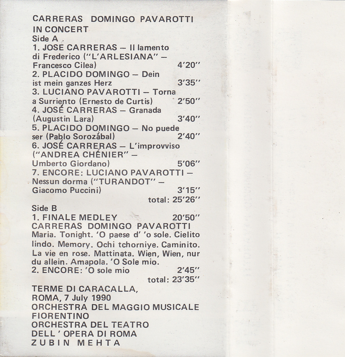 Carreras, Domingo, Pavaroti in concert