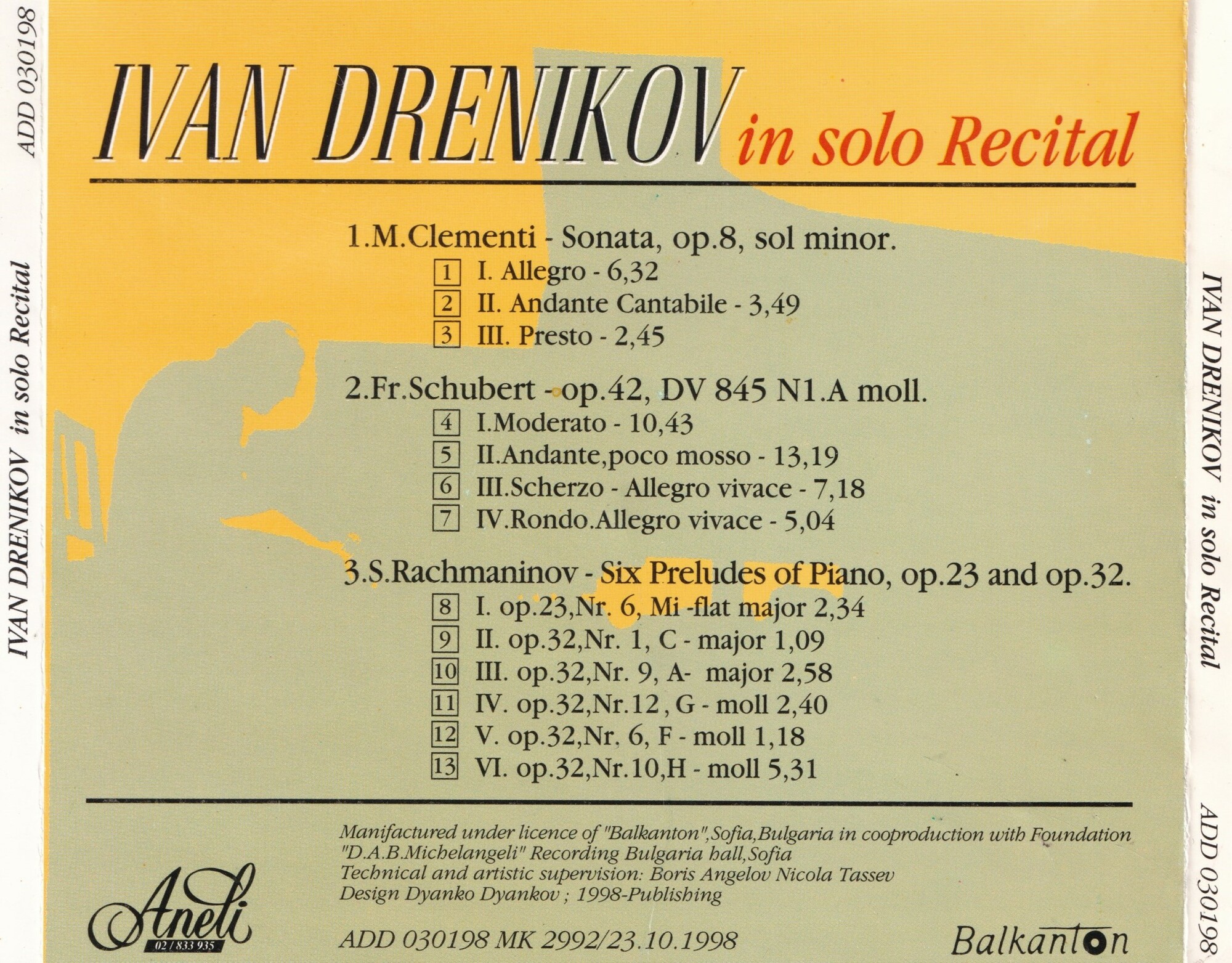 Ivan Drenikov, piano in Solo Recital