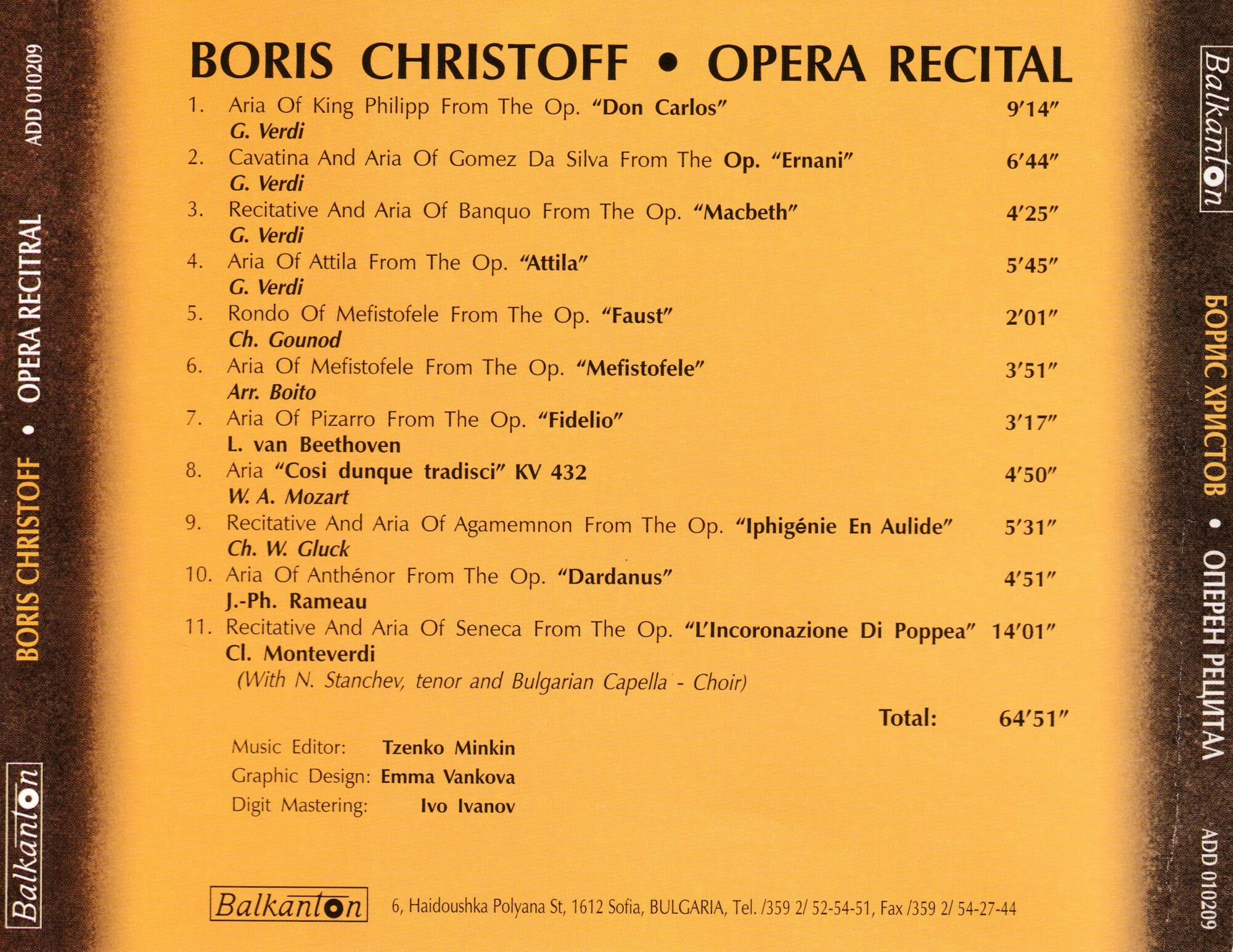 Boris Christoff. Opera recital